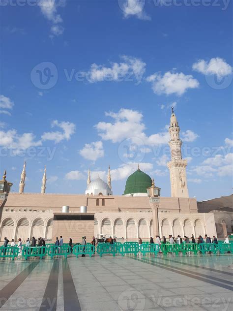 Beautiful Daytime View Of Masjid Al Nabawi Medina Saudi Arabia