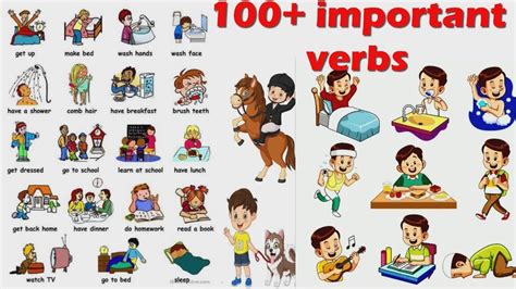 100 Important Verbs Daily Life English Vocabulary English Action Verbs Youtube