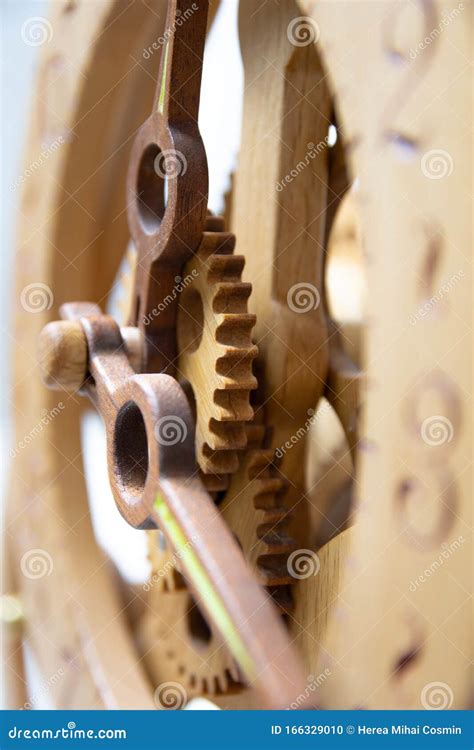 Close Up Of Vintage Clocks Retro Design Made From The Great Wood High