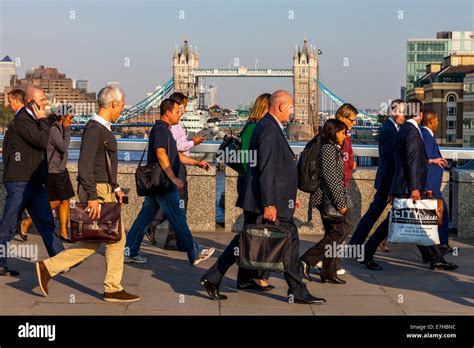 Workers Walk Across London Bridge Hi Res Stock Photography And Images