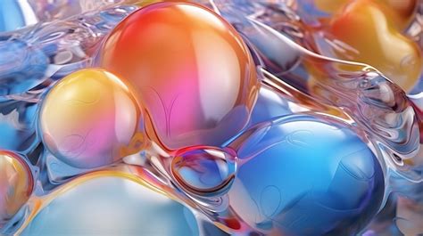 Floating Bubbles Fluidic Holographic Pastel Art A Dreamy 3d Background ...