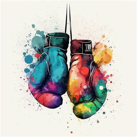 Vintage Boxing Gloves Print: Colorful Watercolor Poster to Add ...