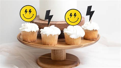 Smiley Face Cupcake Toppers Cool Dude Face Electric Smily Face One