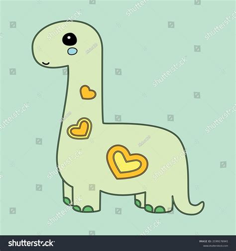 Kawaii St Valentine Sdiplodocus Clipart Stock Vector Royalty Free