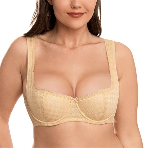 Wingslove Womens Balconette Bra Sexy 12 Cup Lace Half Cup Bra Lightly Padded Push Up Demi