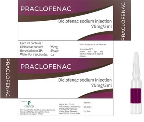 Diclofenac Sodium Injection 75mg 3ml At Rs 108 Box Diclofenac Sodium