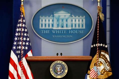 The Empty Speaker Podium In The Brady Press Briefing Room Of The White