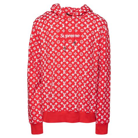 Louis Vuitton X Supreme Red Monogram Cotton Box Logo Hoodie