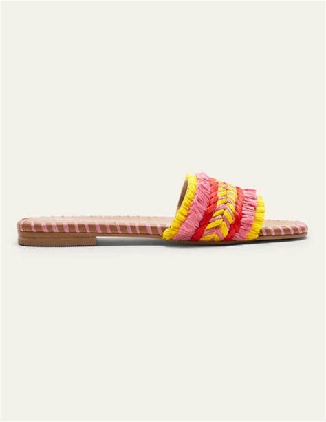 Raffia Flat Sandals Formica Pink Boden Uk