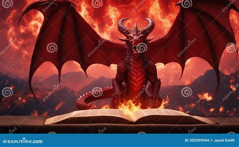 Magic Book With Fire Inspired On The Book Of Revelations In The Bible