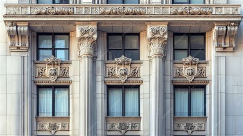 classic art deco building facade  ornate details representing