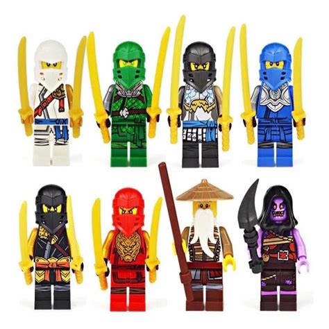 Boneco Blocos De Montar Kit Ninjago Lloyd Jay Kai Nya Zane Submarino