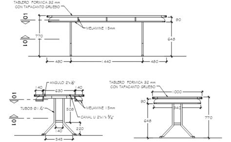 Dining Table Elevations DWG File