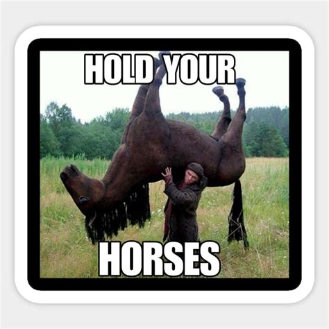 Hold Your Horse Funny Meme - Hold Your Horse - Sticker | TeePublic