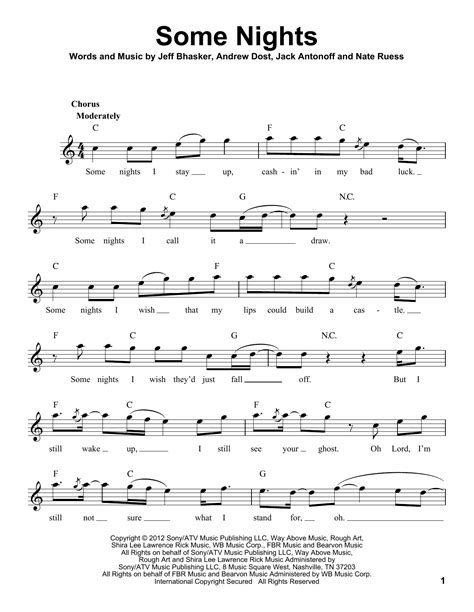 Some Nights Sheet Music Fun Pro Vocal