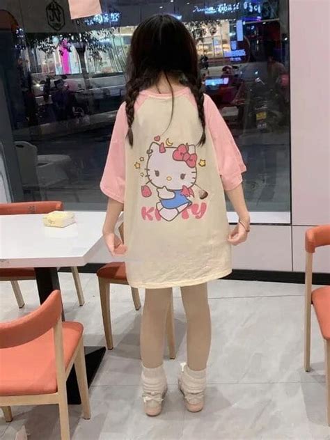 Streetwear Japanese Sanrio Kawaii Clothes Mixed Colours Hello Kitty Printed Tees Couple Summer O