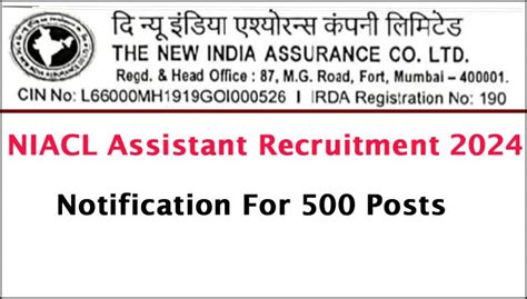 NIACL Assistant Recruitment 2024 25 Notification For 500 Post Apply