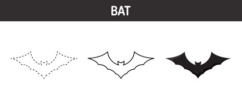 Bat tracing and coloring worksheet for kids 12994838 Vector Art at Vecteezy