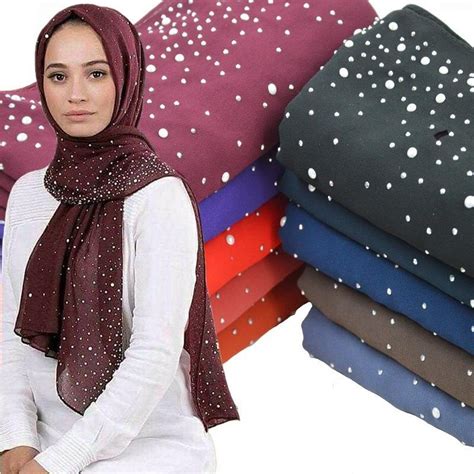 Accept Custom Muslim Women Hijab Scarf Ceramic Hot Drilling Sunscreen Shawl Chiffon Scarf Dubai