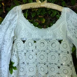 Boho Lace Tunic Shabby Chic Romantic Elegant Vintage Hand Crocheted