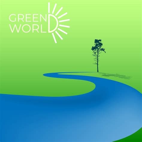 Premium Vector | Vector illustration of green world landscape in greenblue tones sketch for ...