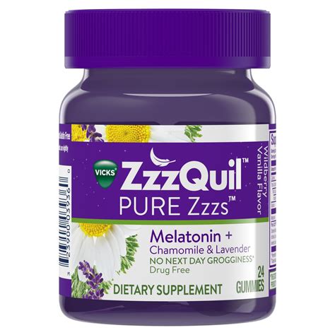 PURE Zzzs Melatonin Natural Flavor Sleep Aid Gummies with Chamomile ...