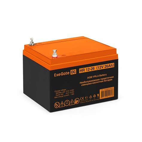 Аккумуляторная батарея HR 12-26 12 V, 26 A*h, под болт М5 ExeGate ...