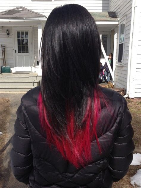 Black Hair With Red Underneath Tumblr Red Hair Tips Black Red Hair Hair Styles