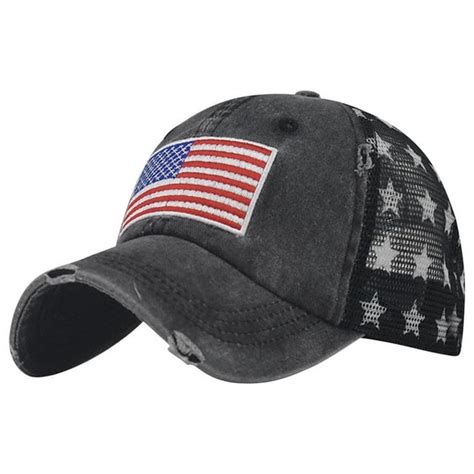 Penkiiy American Flag Hat Usa Trucker Worn Hat For Men And Women