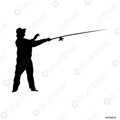 Fisherman Silhouette Black Stock Vector 3794619 Crushpixel