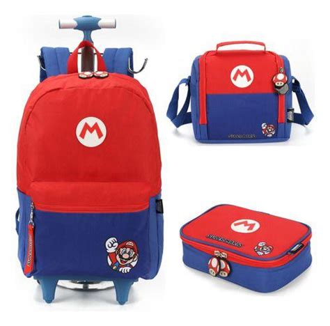 Kit Mochila Rodinhas Lancheira Estojo Original Super Mario Luxcel