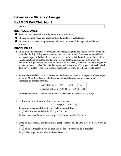 Bmy E B E Ejercicios Balance Materia Y Energia Balances De