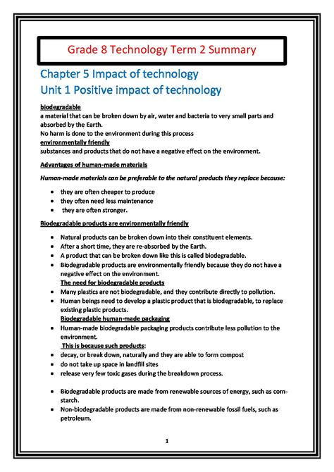 Technology Grade Term Summary Teacha