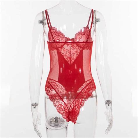 VICKY HOHO Mode Frauen Sexy Spitze Dessous Bodysuit Rückenloser Overall