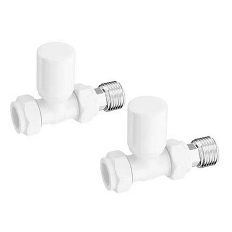 Redroom Straight Round Radiator Valve Pack White