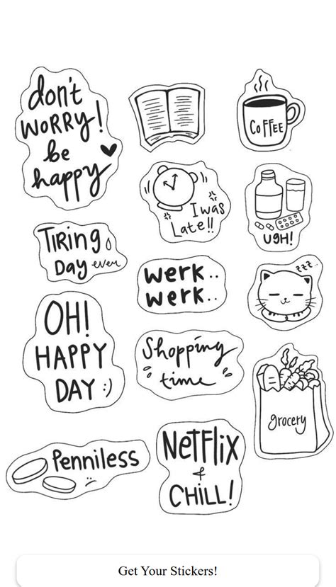 cute daily journal stickers   aesthetic planner