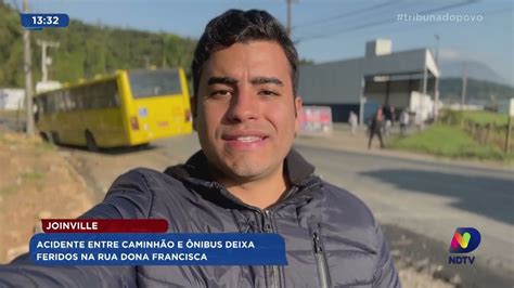 Acidente entre caminhão e ônibus deixa feridos na rua Dona Francisca