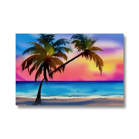 Beautiful Beach Sunset Watercolor Canvas Artaistry