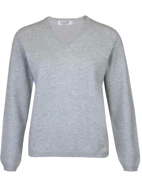 Grey Cashmere V Neck Jumper Ewm