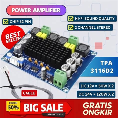 Jual Kit Power Amplifier Class D TPA3116D2 12V 24V 2x120 Watt Shopee