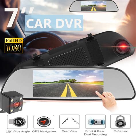 Inch Touch Screen Car Dvr Dual Lens Camera Rearview Mirror Video