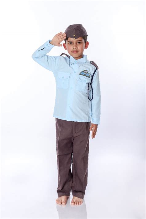 Cotton Light Blue-Coffee Indian Pilot Uniform Fancy Dress Costume at Rs ...