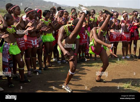 Zulu Reed Dance Im Enyokeni Palace Nongoma Südafrika Stockfotografie