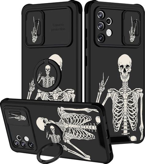 Goocrux 2in1 For Samsung Galaxy A32 5g Case Skull Skeleton For Women Girls Cute