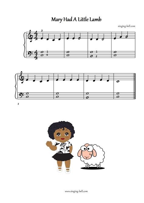 Mary Had A Little Lamb Piano Sheet Music Free Pdf To Print