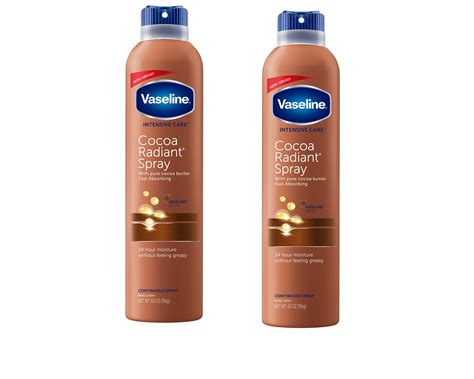 Vaseline Cocoa Radiant Body Moisturizing Spray Lotion For Dry Skin 65 Oz 2 Pack