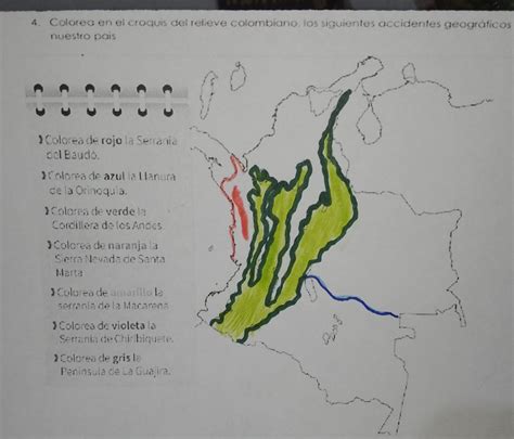 Colorea En El Croquis Del Relieve Colombiano Los Siguientes Accidentes