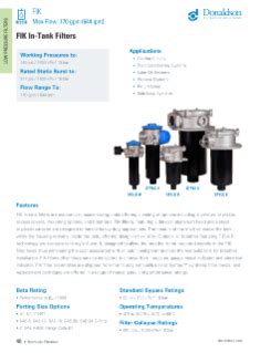 Fik In Tank Filter Assembly Donaldson Hydraulics