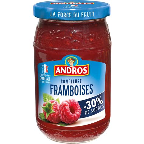 ANDROS Confiture de framboises allégée en sucres 350g pas cher à prix