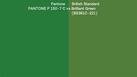 Pantone P 150 7 C Vs British Standard Brilliant Green Bs381c 221 Side